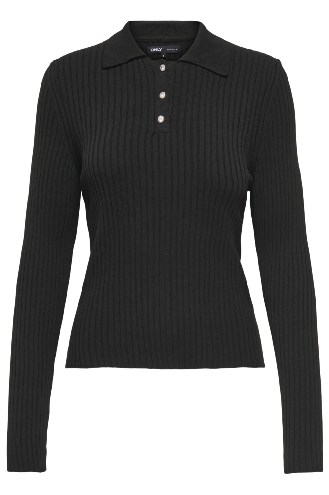 ONLELISA L/S RIB POLO RP KNT 15355354 BLACK